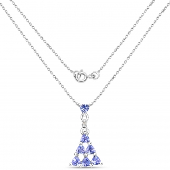 Collier/Halskette mit Diamant/Tansanit-Anhänger-0,71 Karat