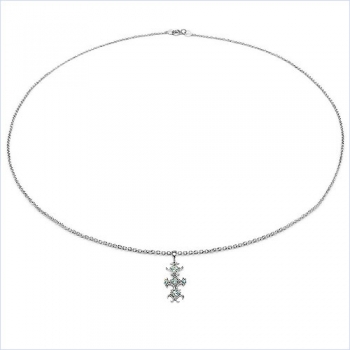Collier/ Halskette mit Diamant/Amethyst-Anhänger in 925 Silber Rhodiniert