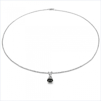 Collier/Kette mit Diamant/Black Saphir-Anhänger 925er Silber Rhodiniert