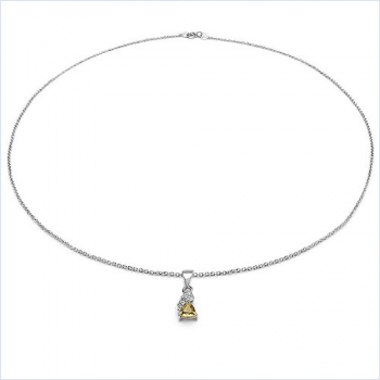 Collier/Halskette mit 3 Diamanten/Citrin-Anhänger-0,50Karat