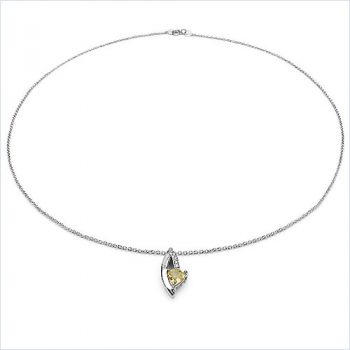 Collier/ Halskette mit 5 Diamanten/Citrin-Anhänger-0,48 Karat