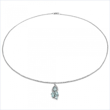 Collier/Kette mit Diamant/Peridot-Anhänger 925 Silber-1,22 Karat