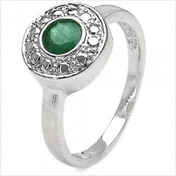 Einzigartiger Smaragd-Ring-925/Silber-Rhodin.0,50 Karat