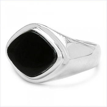 ONYX-Herren-Ring Siegelring 925 Sterl.Silber Rhodiniert 3,29 Karat
