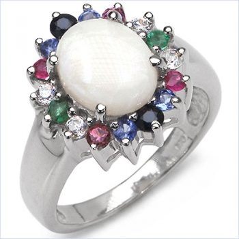 B-Ware-Ring Multicolor-Opal,Smaragd,Rubin,Saphir,Tansanit 2,35 Karat