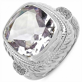 Großer Diamant/Amethyst-Ring-925 Silber Rhodiniert 6,34 Karat