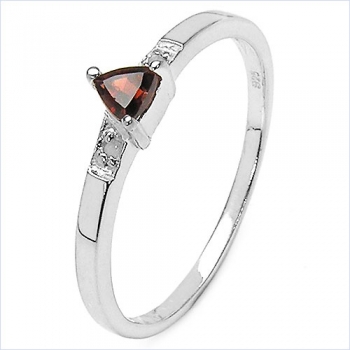 Verführerischer Granat/Diamant-Ring 925 Sterl.Silber Rhodiniert