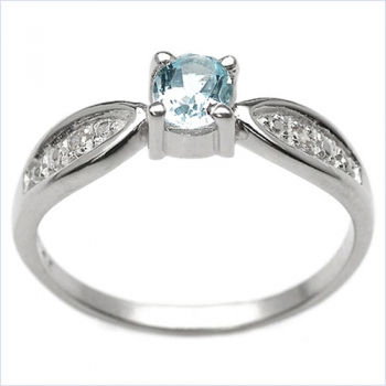Edler Diamant/Blautopas-Ring-925St.Silber Rhodin.-0,53 Karat
