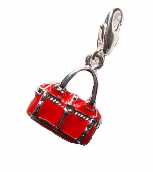 Charm/Anhänger rote Handtasche für Bettelarmband, Halskette