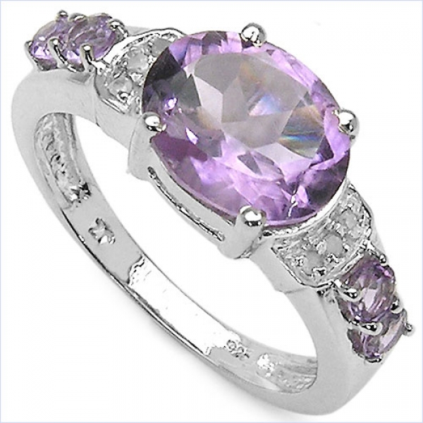 Exotischer Diamant/Amethyst-Ring-925 Silber Rhod.-2,94Karat