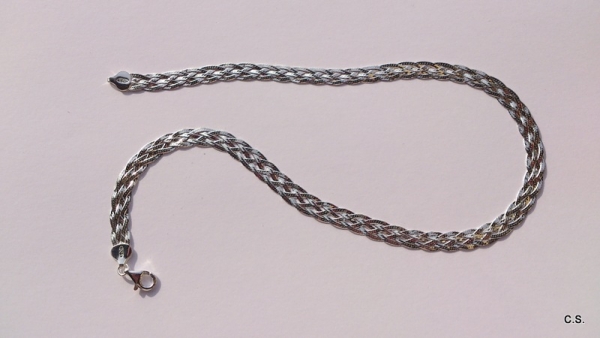 5-reihige Zopfkette/Collier geflochten-925 Sterling Silber