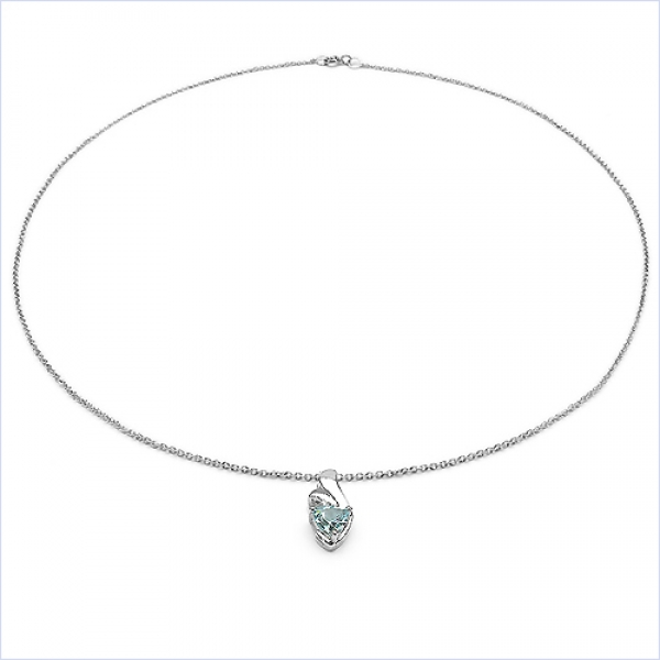 Collier/Kette Anhänger Diamant-Blautopas 925 Silber/Rh.0,81 Karat