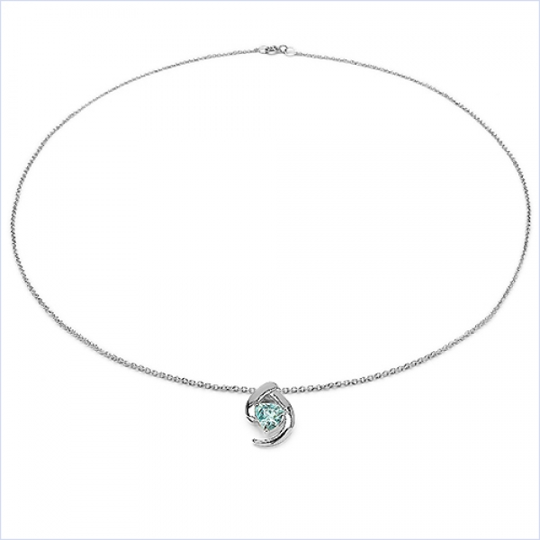 Collier/Halskette mit Blautopas-Anhänger-Silber-Rhodiniert 0,80 Karat