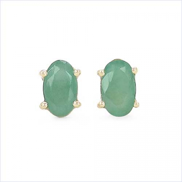 Elegante Ohrringe/Ohrstecker Smaragd (Emerald)-in 10 Karat Gelbgold (416er)