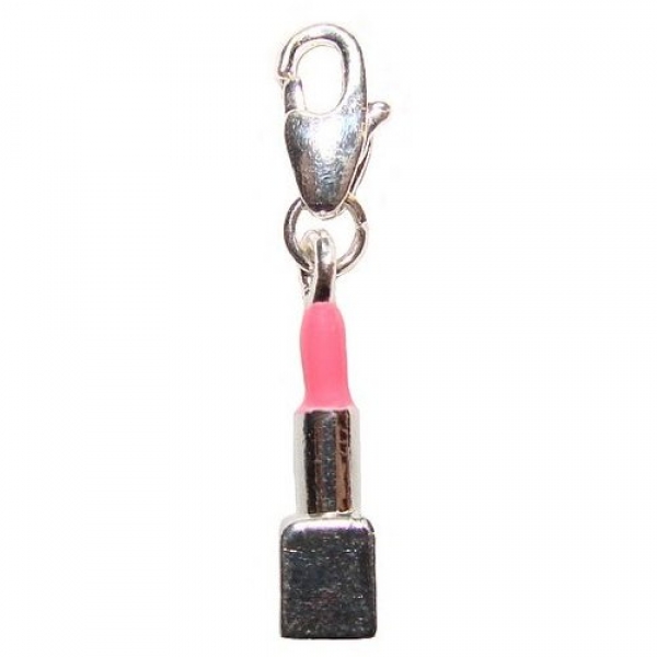Charm/Anhänger rosa Lippenstift für Bettelarmband, Halskette