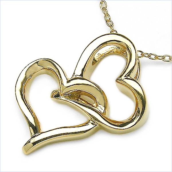 Verschlungene Herzen-Collier Halskette 925 Silber-vergold. in 10 Karat