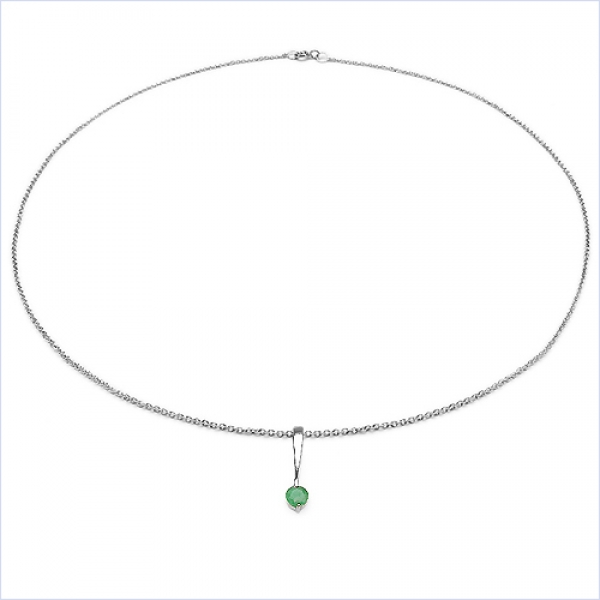 Collier/Kette-Anhänger Smaragd (Emerald)-925 Silber-Rhod.-0,50 Karat