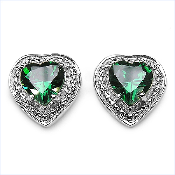 Collier/Halskette 925-Silber mit grünem Zirkonia-Herz