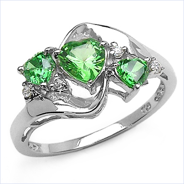 Herzen Diamant/Zirkonia-Ring-925 Sterling Silber Rhod.