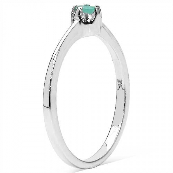 Zarter Smaragd-Ring-925 Sterling Silber Rhodiniert
