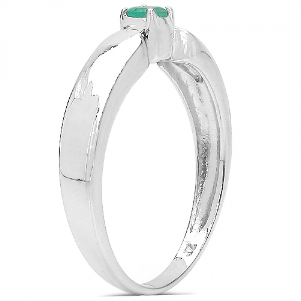 Smaragd-Ring-925 Sterling Silber Rhodiniert-0,10 Karat