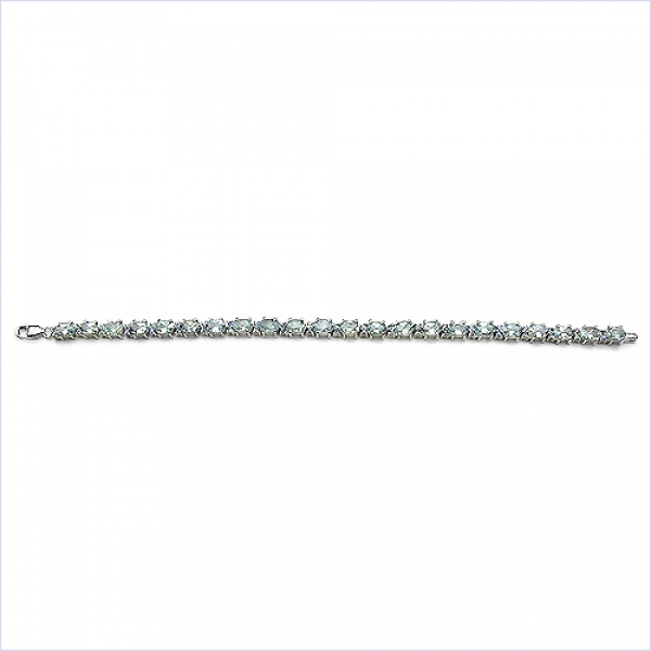 Aquamarin/Tansanit-Armband-Silber Rhodiniert 66 echte Edelsteine-9,68 Karat