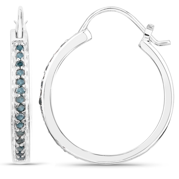 Seltene Blaue Diamanten-Ohrringe/Creolen-925 Sterl.Silber