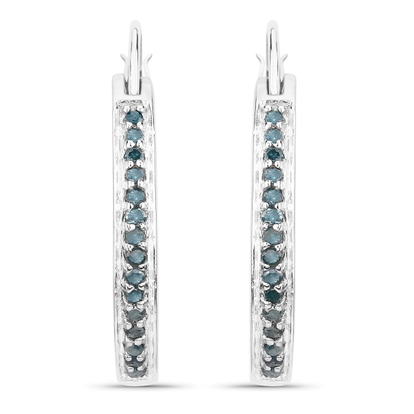 Seltene Blaue Diamanten-Ohrringe/Creolen-925 Sterl.Silber