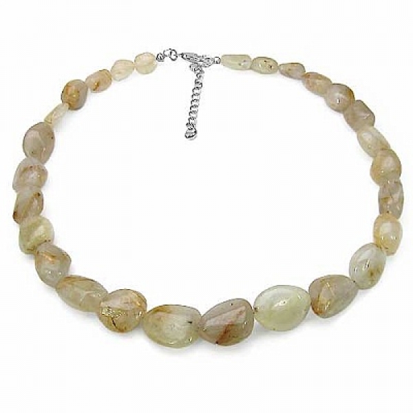 Edelstein-Collier Goldener Quarz/400 Karat-925 Silber