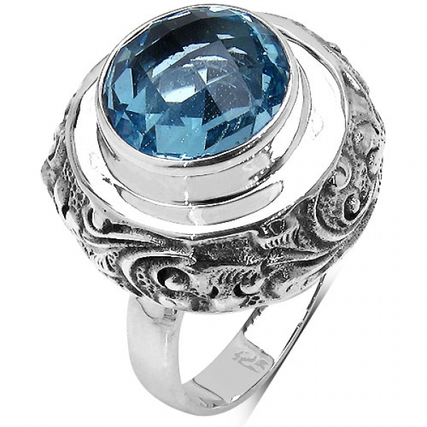 Königlicher Blau Topas-Ring-925 Sterling Silber-Rhodiniert-7,85 Karat