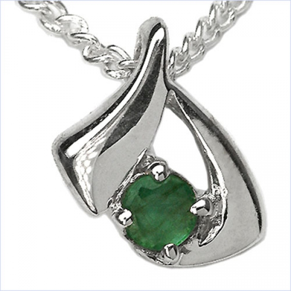 Collier/Kette Anhänger-Smaragd (Emerald)925Silber-Rhod.