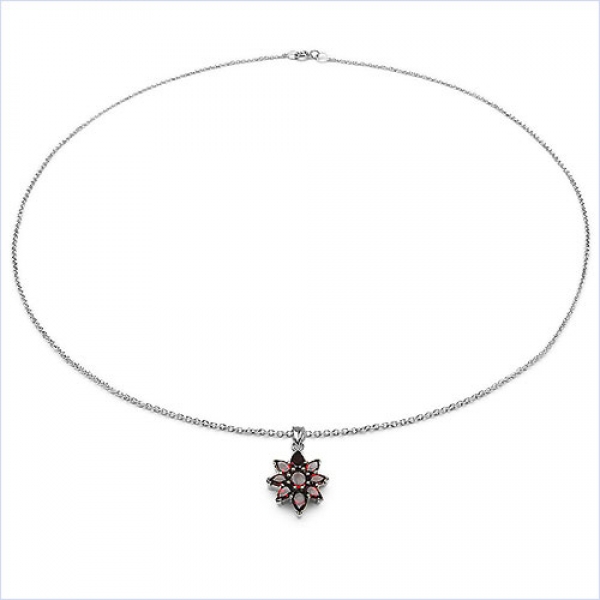 Collier/Halskette m.Granat Anhänger-3,00 Karat-925-Silber
