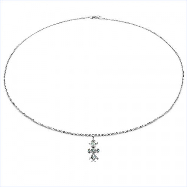 Collier/ Halskette mit Diamant/Amethyst-Anhänger in 925 Silber Rhodiniert
