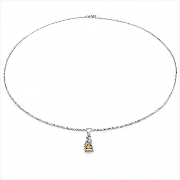Collier/Halskette mit 3 Diamanten/Citrin-Anhänger-0,50Karat