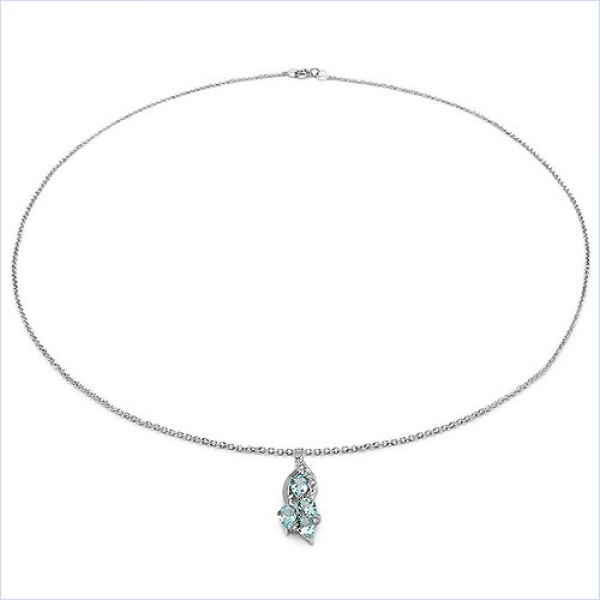 Collier/Kette mit Diamant/Peridot-Anhänger 925 Silber-1,22 Karat