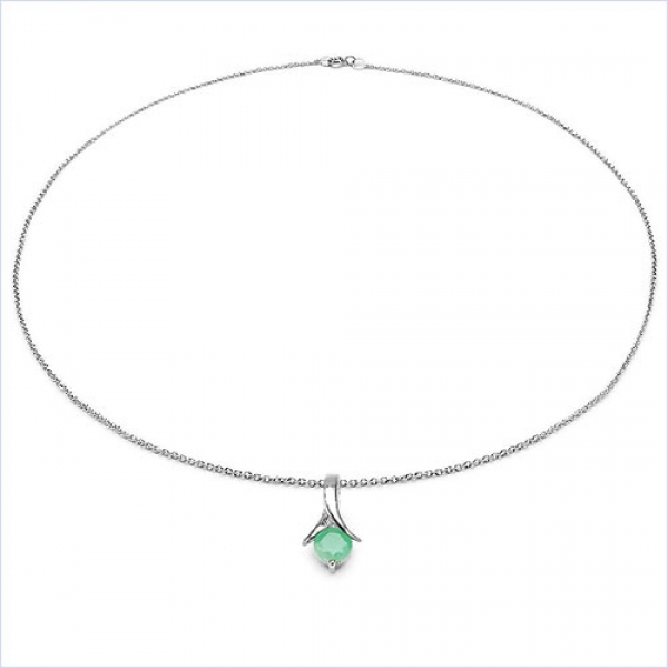 Collier/Halskette Smaragd-Anhänger 925-Sterling-Silber-0,90 Karat