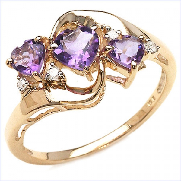 Diamant/Amethyst Ring 0,99 Karat in 416er Gold-10Karat