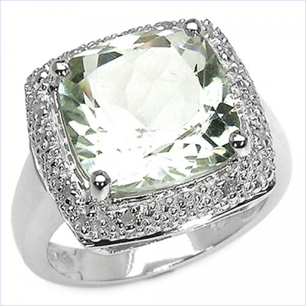 Seltener Grüner Amethyst/Diamant-Ring-6 Karat-zur Verlobung, Hochzeit, Jahrestag