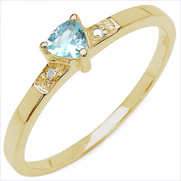 Verführerischer Blautopas/Diamant-Ring 925 Sterl.Silber-vergoldet in 10 Karat