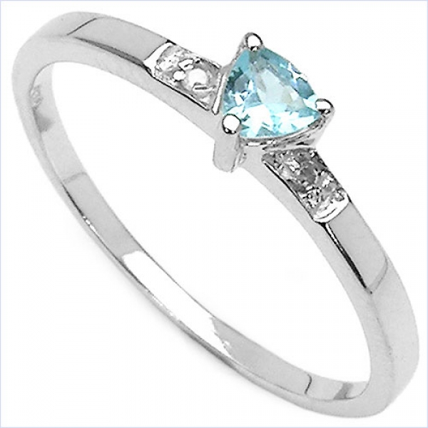 Verführerischer Blautopas/Diamant-Ring 925 Sterling Silber