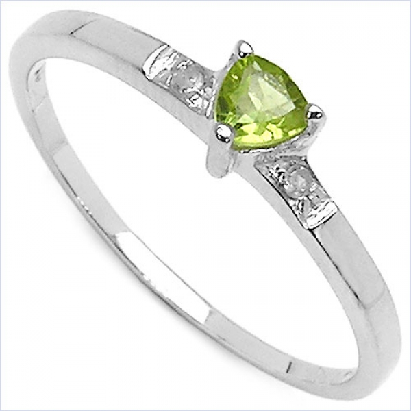 Verführerischer Peridot/Diamant-Ring 925 Sterling Silber