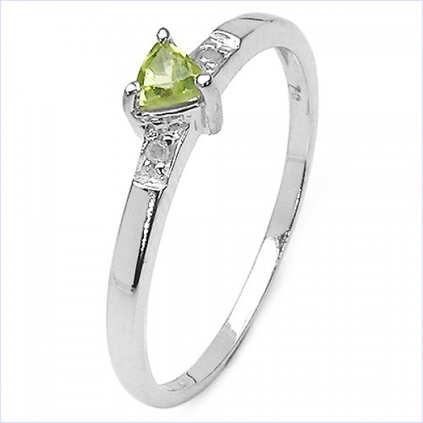 Verführerischer Peridot/Diamant-Ring 925 Sterling Silber