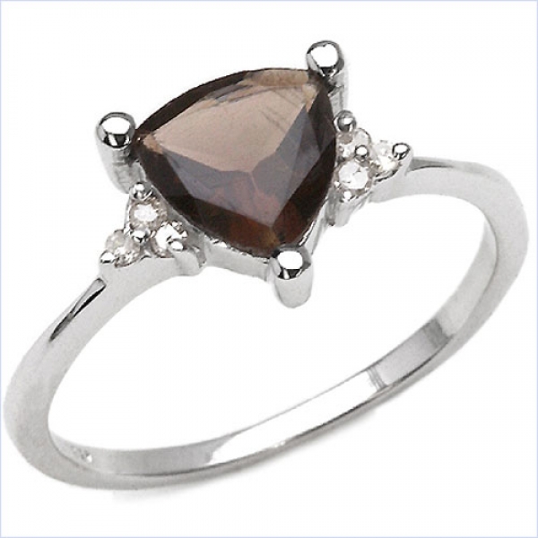 Seltener Diamant/Smoky-Topas-Ring- 925 Sterling Silber-1,31 Karat