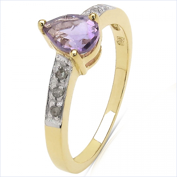 Diamant/Amethyst-Ring 0,79 Karat - Vergoldet mit Gelbgold 10 Karat