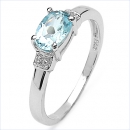 Feiner Diamant/Blautopas-Ring-925 Sterl.Silber Rhodin.-1,04 Karat