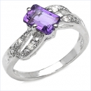 Edler Diamant/Amethyst-Ring-925 Sterling Silber Rhodin.-1,23 Karat