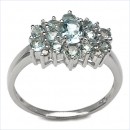 Edler Diamant-Blue Topas-Ring- 925 Sterling Silb.Rhodin.-1,50 Karat