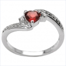 Edler Diamant-Granat-Herz-Ring-925 Sterling Silber-Rhodiniert 0,52 Karat