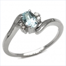 Edler Diamant-Blue Topas-Ring- 925 Sterl.Silber Rhod.-0,69 Karat