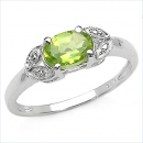 Edler Diamant/Peridot-Ring-925 Sterling Silb.-Rhodiniert-0,87 Karat